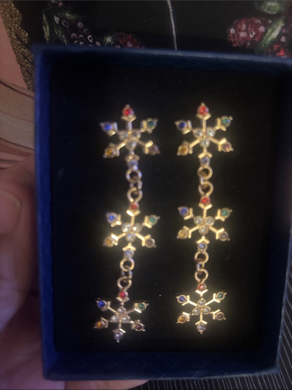 Gold-Tone Multistone Snowflake Drop Earrings - Women Jewelry